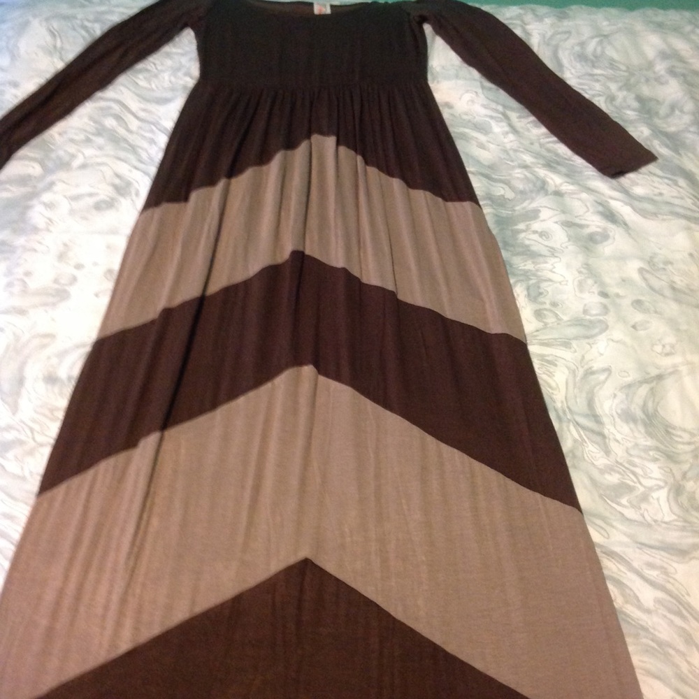 💖Brown colorblock Maxi dress💖 - Picture 5 of 7